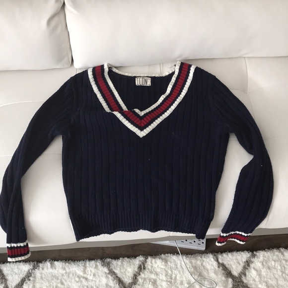 mixxmix navy v neck sweater - Picture 1 of 5